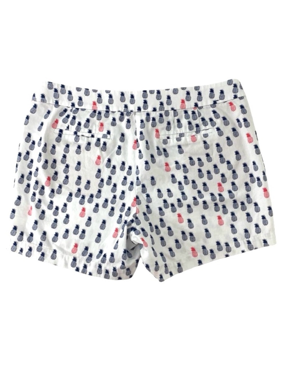 J. Crew Womens Chino White with Navy Blue & Coral Pineapple Print Shorts Size 12 - Picture 6 of 11